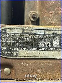 1934-1935 Vintage Crosley Tombstone Tube Radio 5V2 Fiver DELUXE Wood AS FOUND