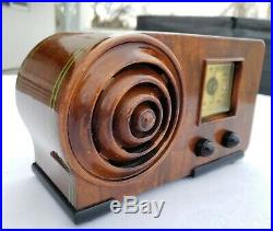 1938 EMERSON Ingraham ART DECO Vintage AX-212 BULLSEYE Wood Antique Tube Radio