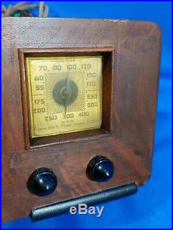 1938 Emerson Bullseye Model AX-212 Ingraham Wood Case Tube Radio Small Rare VTG