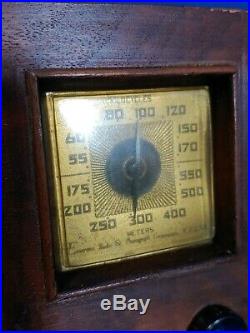 1938 Emerson Bullseye Model AX-212 Ingraham Wood Case Tube Radio Small Rare VTG