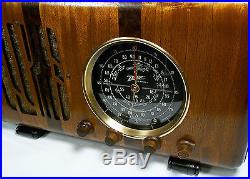 1938 Zenith 6-S-223 Black Dial Tube Radio Antique Vintage Wood