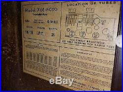 1939 RCA Victor Table Top Radio Model X60 tube Vintage short wave megacycles