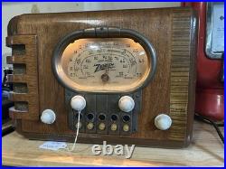 1939 Vintage Zenith Radio 5 S319 Wood Cabinet Tabletop Tested Works Beautifully