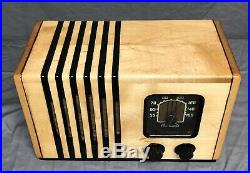 1940 Restored ADDISON #2 BLONDE Maple/ BLACK Vintage Vacuum Tube Radio