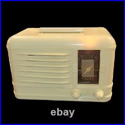 1948 Packard Bell Tube Radio AM Plaskon 5DA Vintage Ivory Tabletop Works