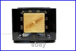 1949 ANTIQUE CRACK FREE OLD Emerson Clockette EBONY vintage tube radio WORKING