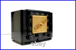 1949 ANTIQUE CRACK FREE OLD Emerson Clockette EBONY vintage tube radio WORKING