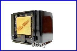 1949 ANTIQUE CRACK FREE OLD Emerson Clockette EBONY vintage tube radio WORKING