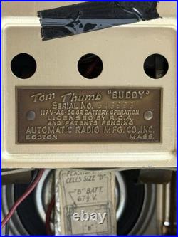 1949 Automatic Radio Tom Thumb Buddy Portable Tube Radio Boston Vintage Untested