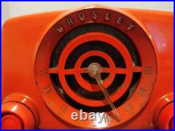 1951 Vintage CROSLEY BULLSEYE AM Tube BAKELITE RADIO 11-103 U Red Orange 1951 Vintage CROSLEY BULLSEYE AM Tube BAKELITE RADIO 11-103 U Red Orange