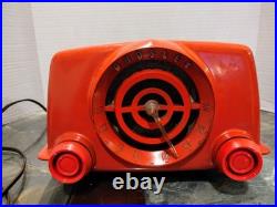 1951 Vintage CROSLEY BULLSEYE AM Tube BAKELITE RADIO 11-103 U Red Orange 1951 Vintage CROSLEY BULLSEYE AM Tube BAKELITE RADIO 11-103 U Red Orange