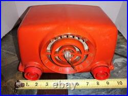 1951 Vintage CROSLEY BULLSEYE AM Tube BAKELITE RADIO 11-103 U Red Orange 1951 Vintage CROSLEY BULLSEYE AM Tube BAKELITE RADIO 11-103 U Red Orange