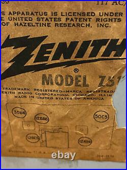 1956 Zenith Z512G Vintage Dual Speaker Tube Radio Grey Working