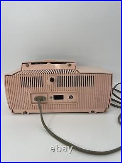 1957 Pink GE Model C-416 Tube AM Clock Radio Atomic Age Vintage Mid Century MCM