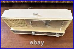 1960's Silvertone Tube Clock Radio 3042 White Restored Working See Video Demo