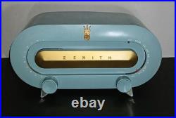 1 Day Sale Vtg Blue Zenith Racetrack Vac Tube Radio Model No. H511-Y Tested 1 Day Sale Vtg Blue Zenith Racetrack Vac Tube Radio Model No. H511-Y Tested