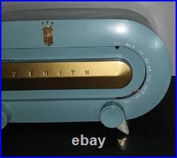1 Day Sale Vtg Blue Zenith Racetrack Vac Tube Radio Model No. H511-Y Tested 1 Day Sale Vtg Blue Zenith Racetrack Vac Tube Radio Model No. H511-Y Tested
