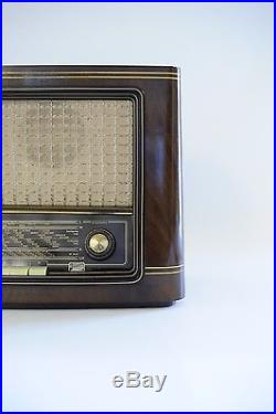 50s Very Rare Vintage SABA Wildbad W5 3D Braun Brown Wood Tube Radio Germany
