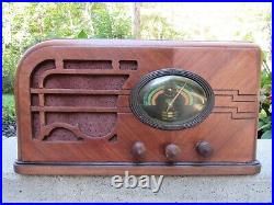 AIRLINE 62-316 3 band wood tube radio SHORTWAVE vintage tested RARE & BEAUTIFUL