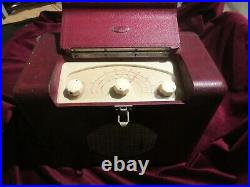 AMAZING VINTAGE RARE RED ROBERTS TUBE RADIO LETHER FROM 50 60s UK