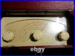 AMAZING VINTAGE RARE RED ROBERTS TUBE RADIO LETHER FROM 50 60s UK