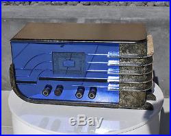 ANTIQUE Vintage Art Deco Blue Mirror Sparton 558 Sled Radio Tube Radio