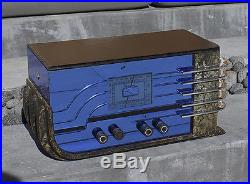 ANTIQUE Vintage Art Deco Blue Mirror Sparton 558 Sled Radio Tube Radio