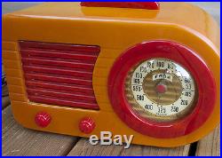 ANTIQUE Vintage Deco Catalin Fada 1000 Bullet Radio Butterscotch & Red Insert