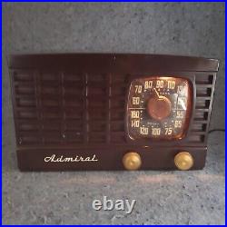 Admiral Tube Radio 5X12-N AM 1960's Vintage MCM Mid Century Modern Brown Works