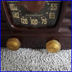 Admiral Tube Radio Model 5X12-N AM Vintage Mid Century Modern Brown Working