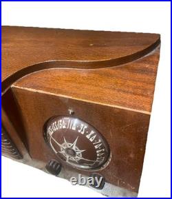 American Radio Co Vintage Model 613X Sleek Design Wood Radio With Compass Dial