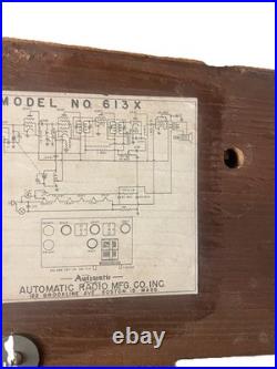 American Radio Co Vintage Model 613X Sleek Design Wood Radio With Compass Dial