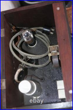 Antique 1920s Tube Regenerative Radio Receiver Wood Cabinet Vintage
