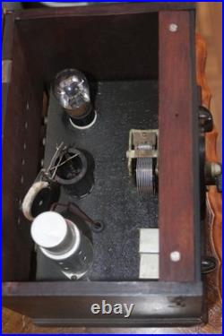 Antique 1920s Tube Regenerative Radio Receiver Wood Cabinet Vintage
