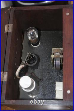 Antique 1920s Tube Regenerative Radio Receiver Wood Cabinet Vintage