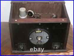 Antique 1920s Tube Regenerative Radio Receiver Wood Cabinet Vintage