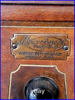 Antique 1927 Metrodyne Single Dial Seven Tube Radio Metro Electric Co