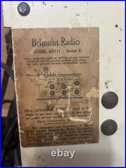 Antique 1946 Belmont Radio Model 6D111, Series B