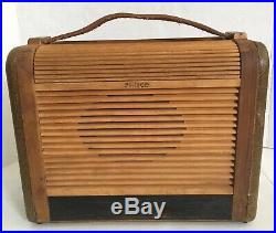 Antique 1946 Old Portable Philco 46-350 Neat Roll Top Vintage Radio Wood Works