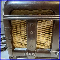 Antique Art Deco Bakelite Tube Radio FADA 790 Rich Brown With Brass Tone Dial VTG