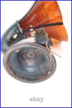 Antique Burns Pyralin Horn Speaker Amber Marbled Radio Tested 1920s