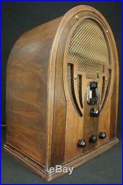 Antique Cathedral Radio PHILCO vintage tube wood bakelite Superheterodyne 1930s