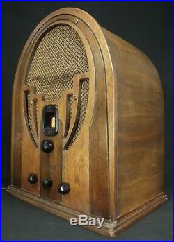 Antique Cathedral Radio PHILCO vintage tube wood bakelite Superheterodyne 1930s