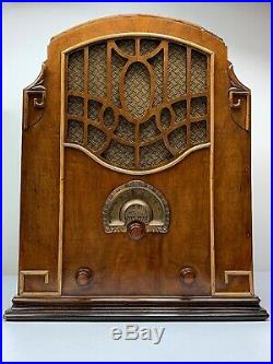 Antique Clarion tombstone vintage tube radio Partially restored 19 X16 X10.5