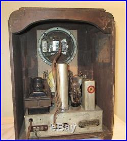 Antique Crosley vintage tube radio in tombstone wood cabinet restored, working