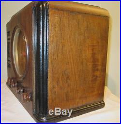 Antique Silvertone vintage tube radio in wood cabinet restored and working