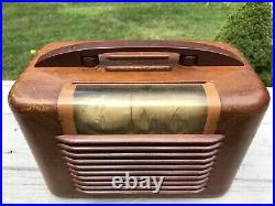 Antique Vintage 1930's Art Deco Radio Packard Bell 566 Wood Bakelite Table Radio