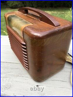 Antique Vintage 1930's Art Deco Radio Packard Bell 566 Wood Bakelite Table Radio