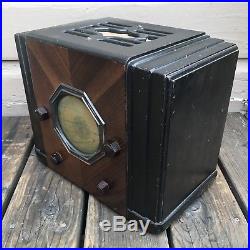 Antique Vintage 1930s Art Deco Cube Silvertone Mission Bell Model 41 Tube Radio
