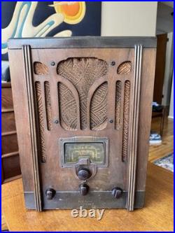 Antique Vintage 1936 RCA Superheterodyne AM/SW Tombstone Tube Radio Model 5T
